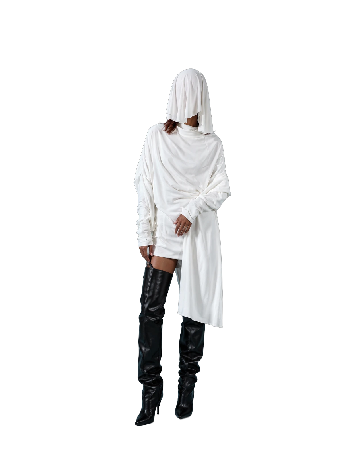 Piece III — Veiled drape · asymmetric layered panel · Unique